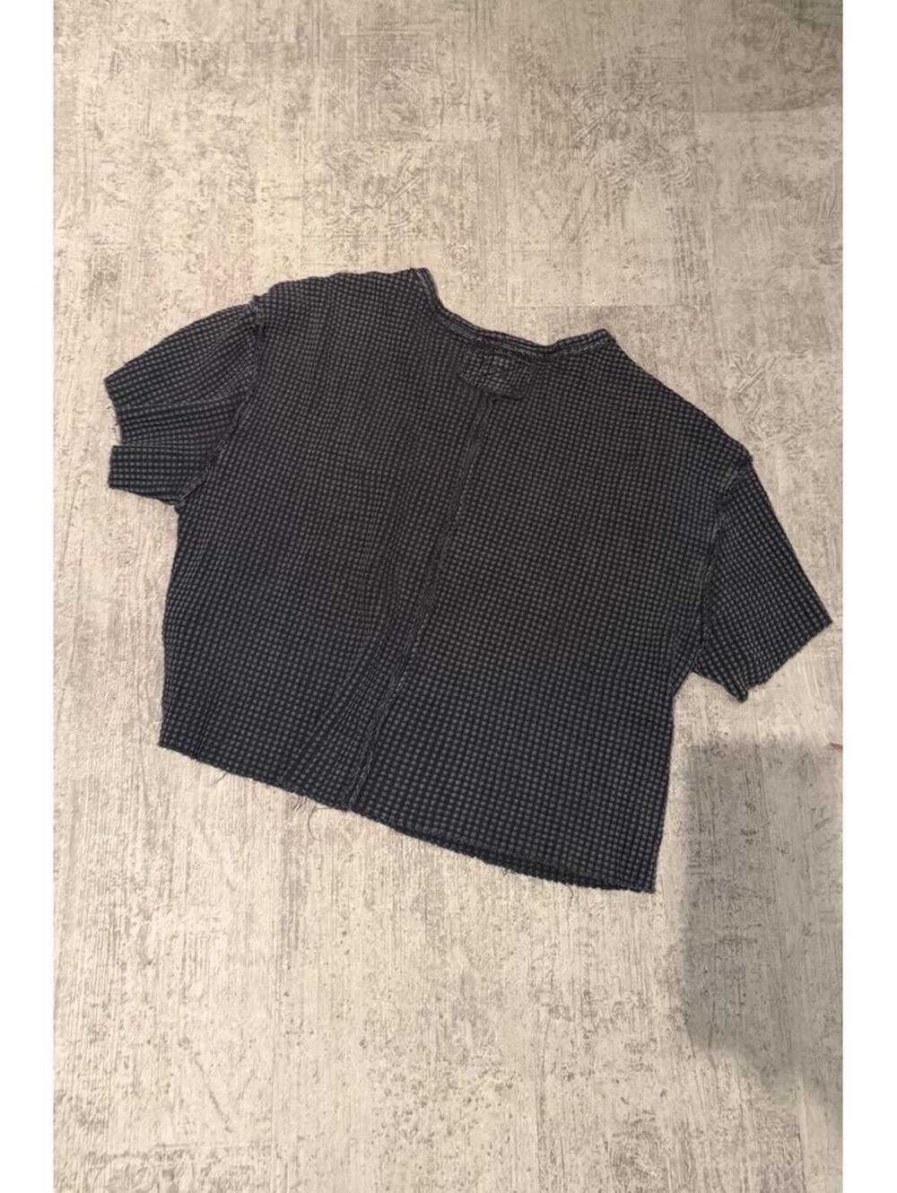 Pilcro Charcoal Grey Cropped Waffle Pocket Tshirt oversized XS - Picture 5 of 5